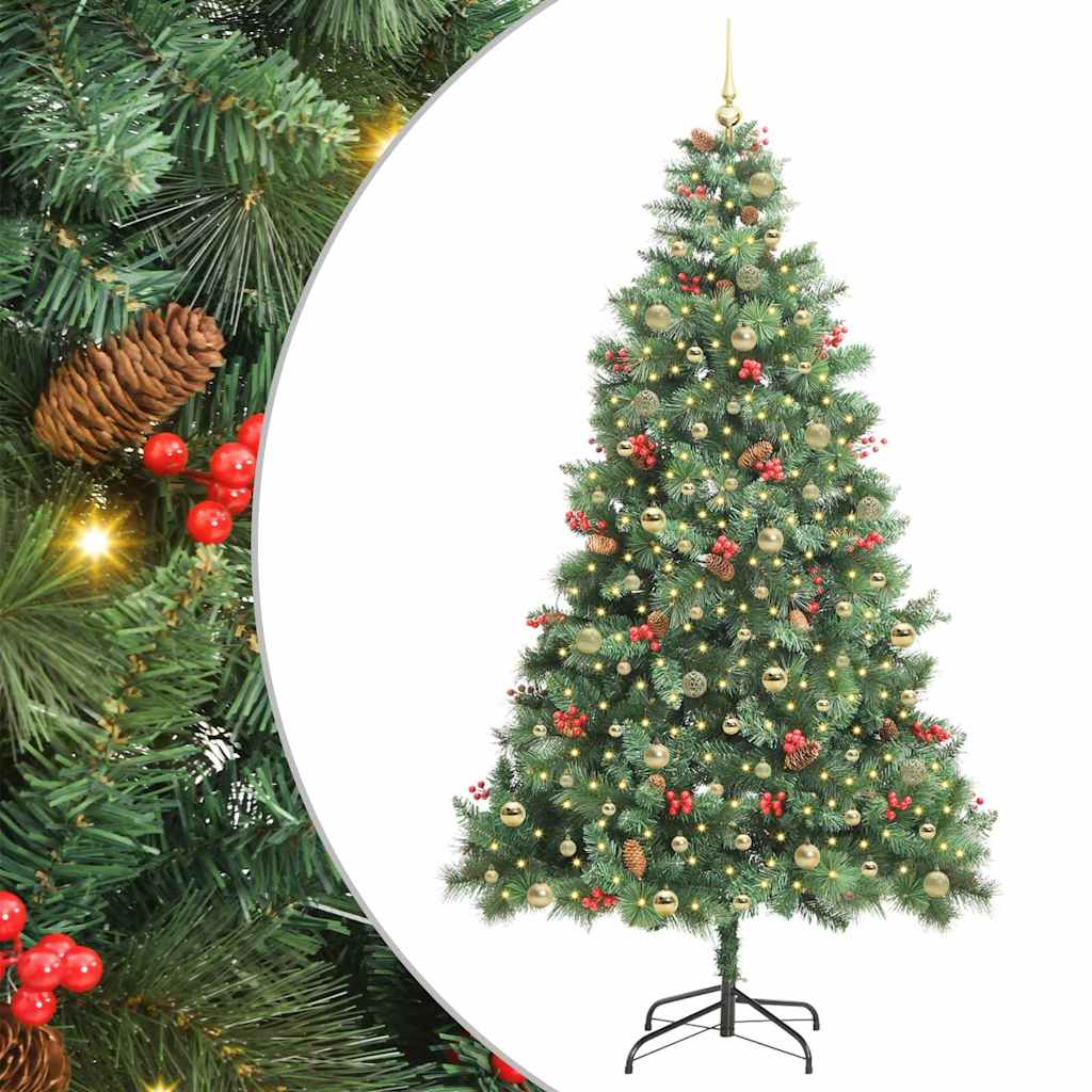 Kunstig juletre med LED -stripelys grønn 240 cm PVC og metall