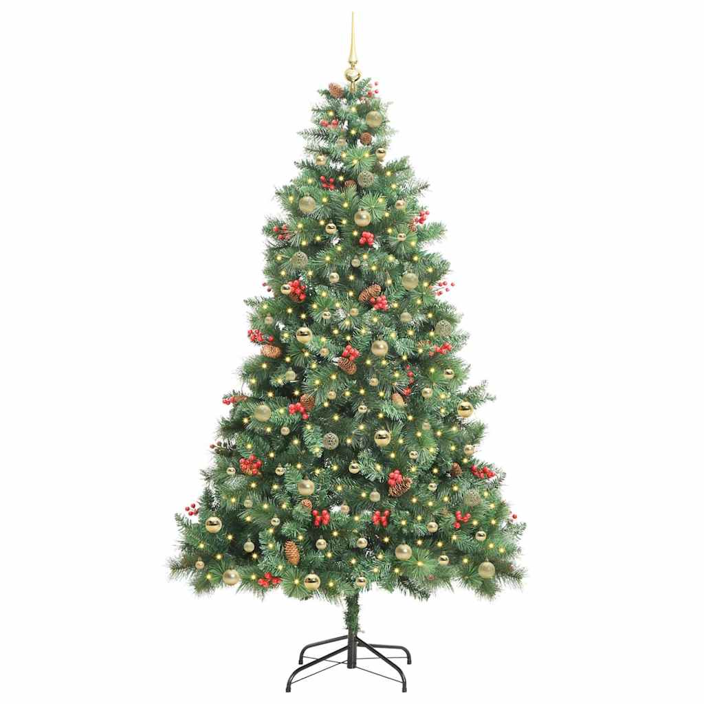 Kunstig juletre med LED -stripelys grønn 240 cm PVC og metall