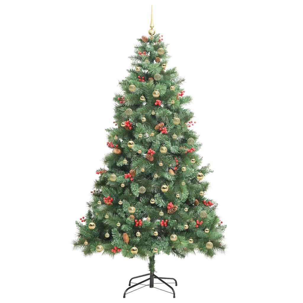 Kunstig juletre med LED -stripelys grønn 240 cm PVC og metall