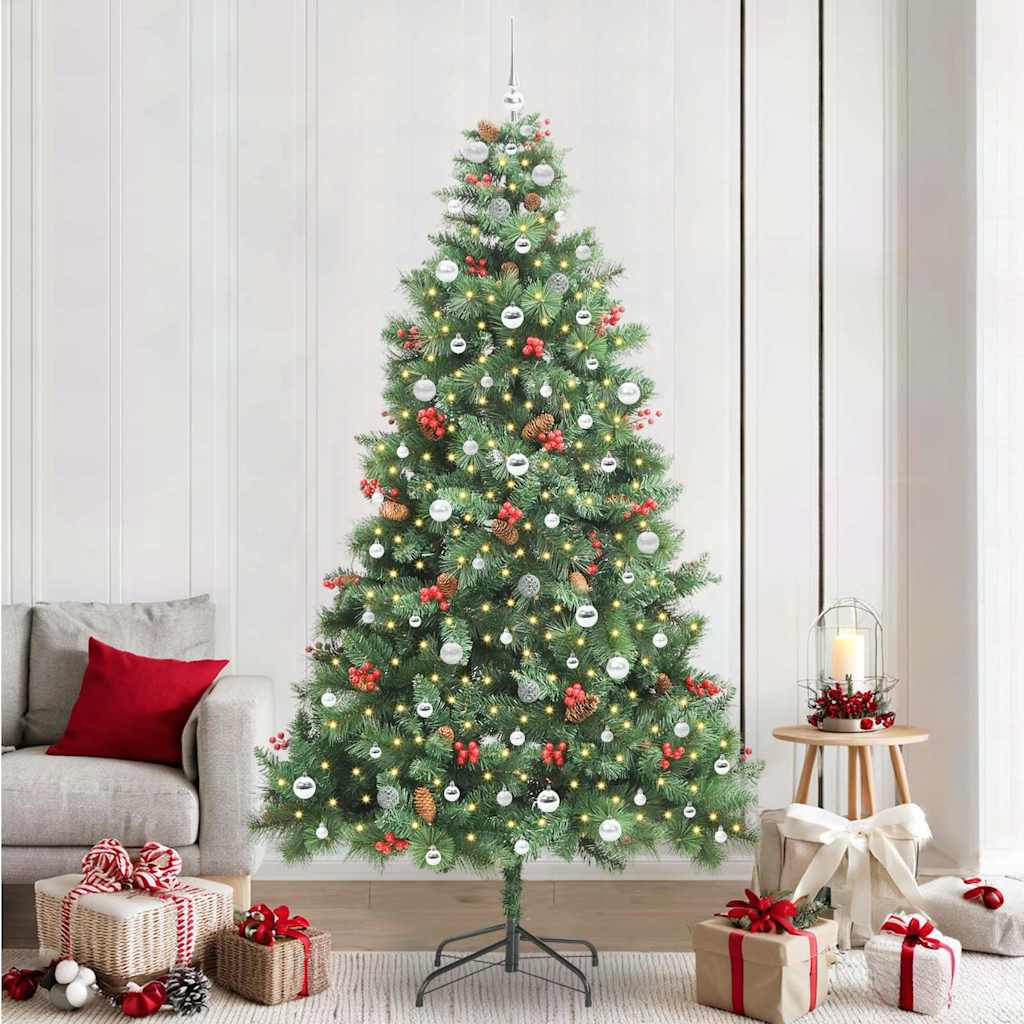 Kunstig juletre med LED -stripelys grønn 240 cm PVC og metall