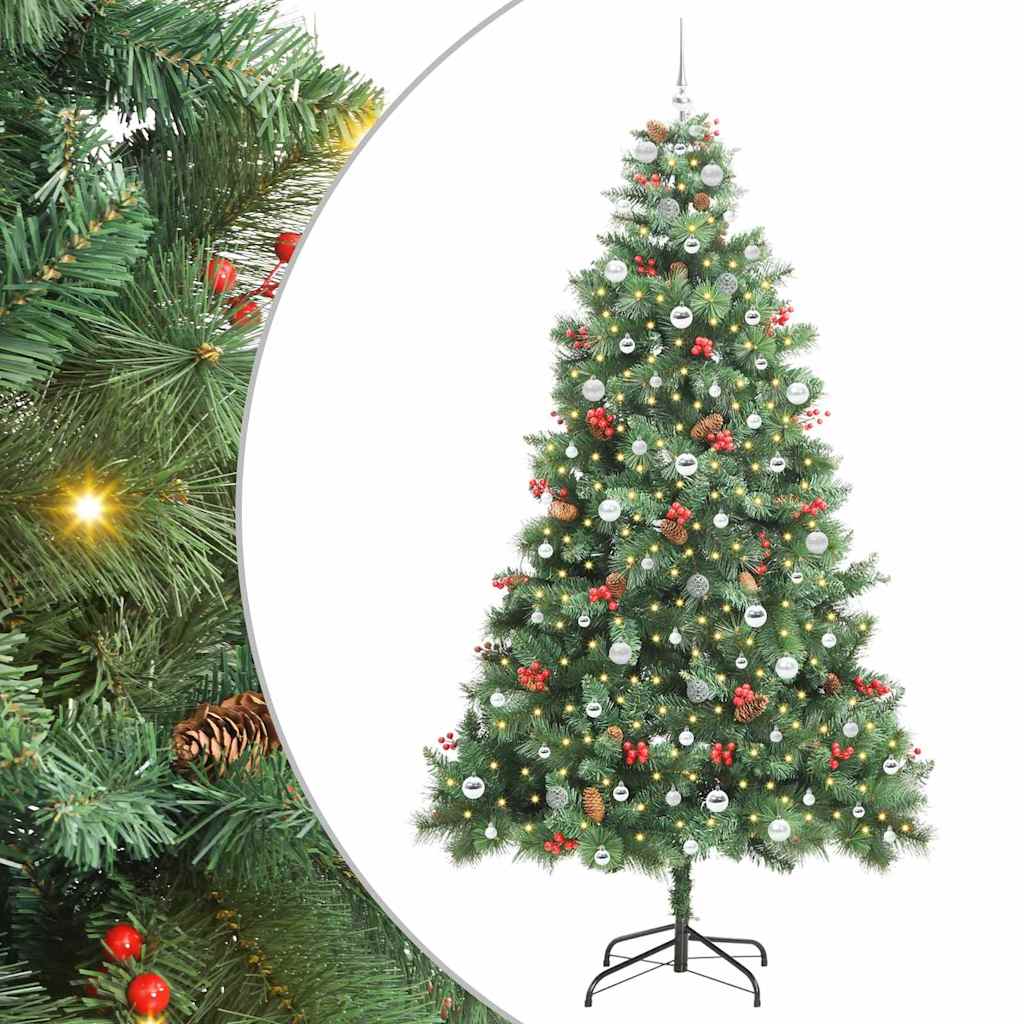 Kunstig juletre med LED -stripelys grønn 240 cm PVC og metall