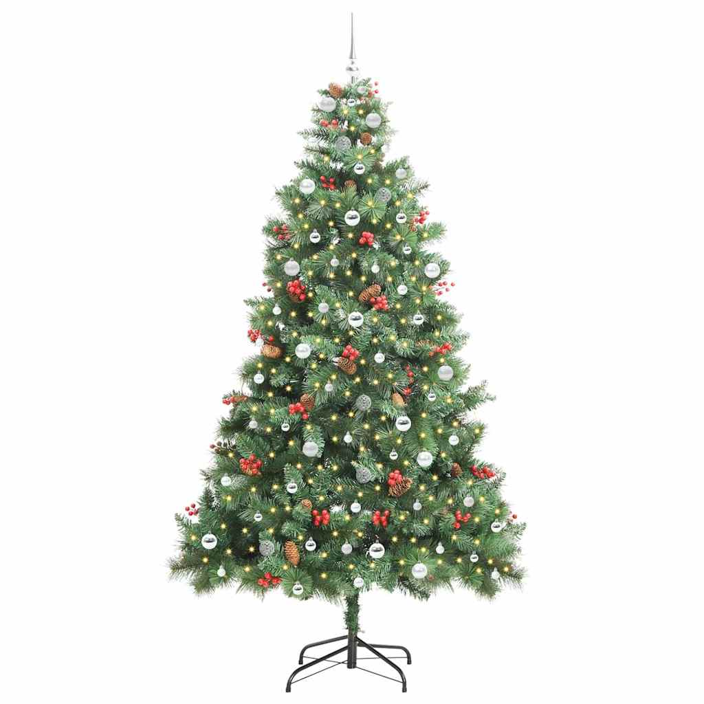 Kunstig juletre med LED -stripelys grønn 240 cm PVC og metall