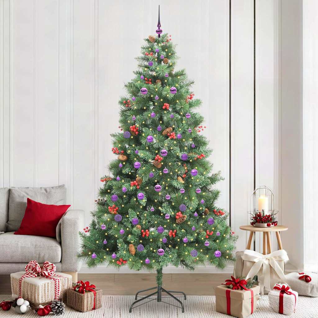 Kunstig juletre med LED -stripelys grønn 240 cm PVC og metall
