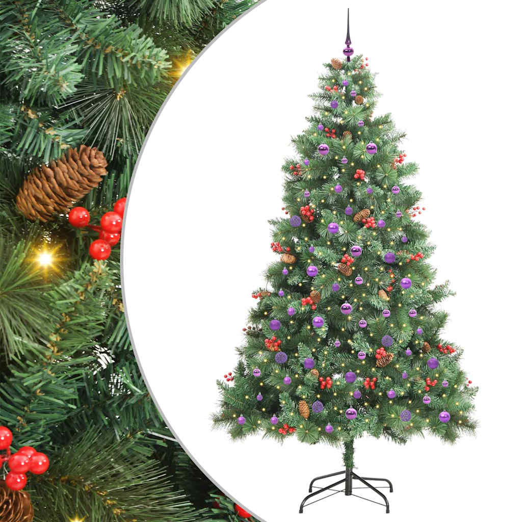 Kunstig juletre med LED -stripelys grønn 240 cm PVC og metall