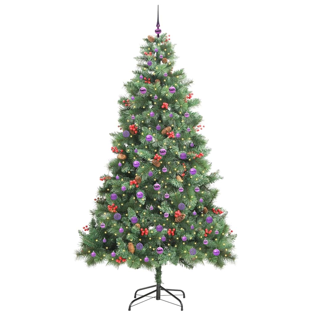 Kunstig juletre med LED -stripelys grønn 240 cm PVC og metall