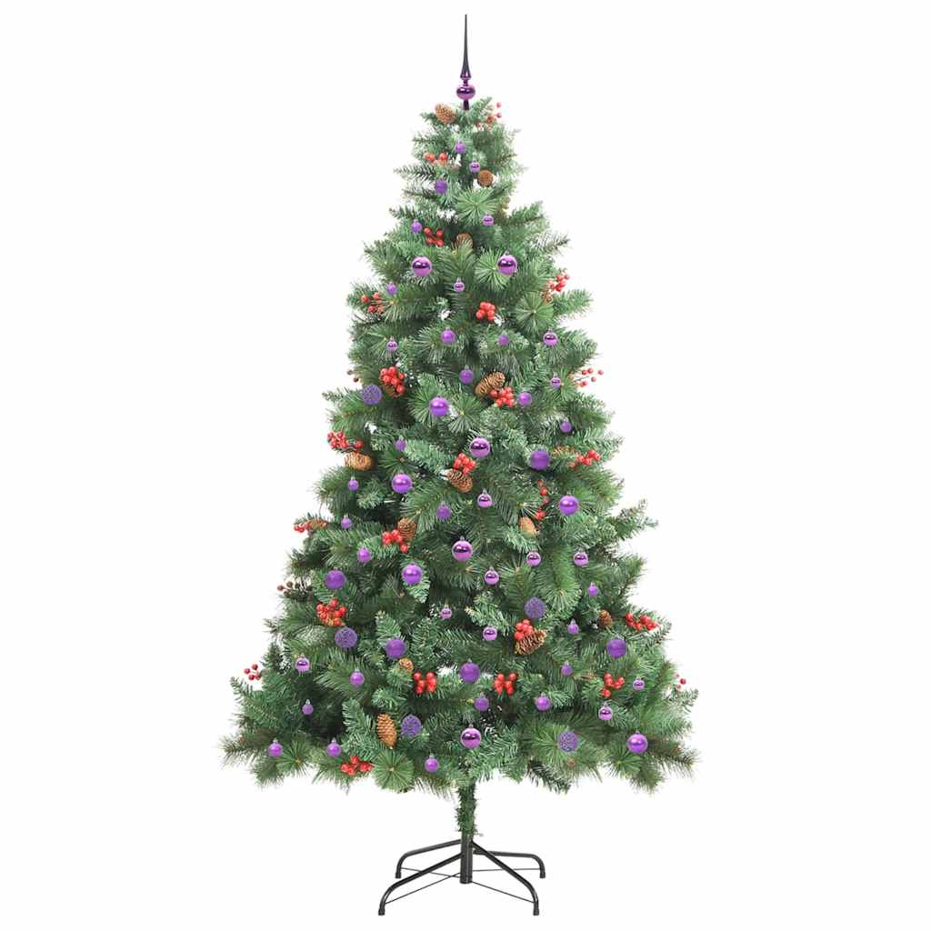 Kunstig juletre med LED -stripelys grønn 240 cm PVC og metall