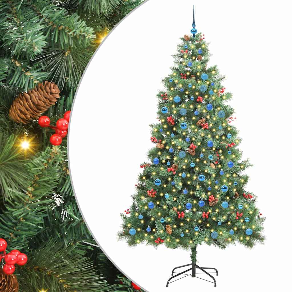 Kunstig juletre med LED -stripelys grønn 240 cm PVC og metall