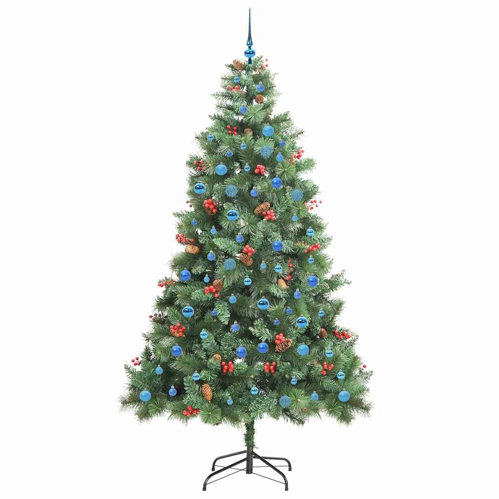 Kunstig juletre med LED -stripelys grønn 240 cm PVC og metall