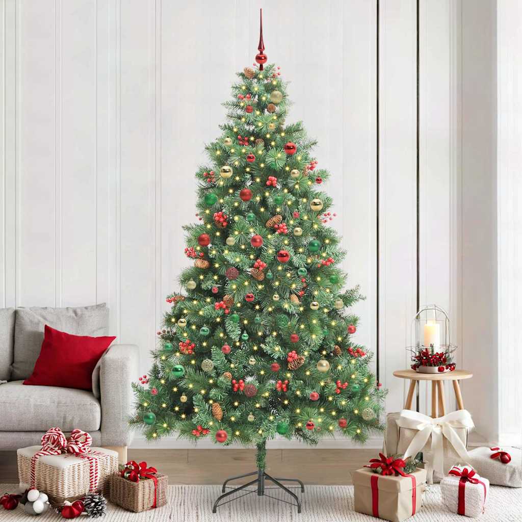 Kunstig juletre med LED -stripelys grønn 240 cm PVC og metall
