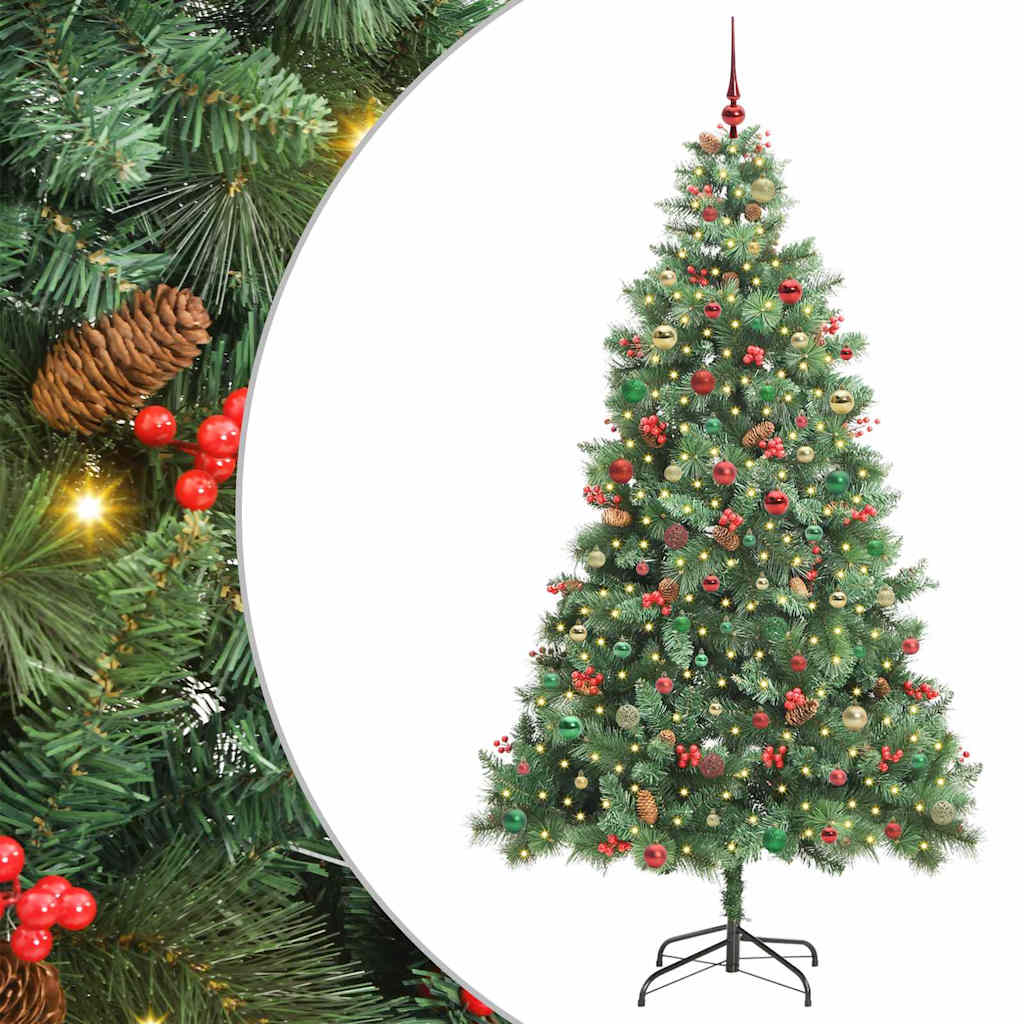 Kunstig juletre med LED -stripelys grønn 240 cm PVC og metall