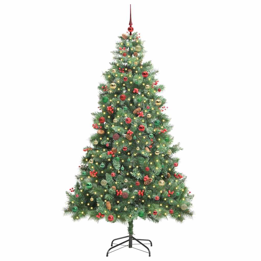 Kunstig juletre med LED -stripelys grønn 240 cm PVC og metall