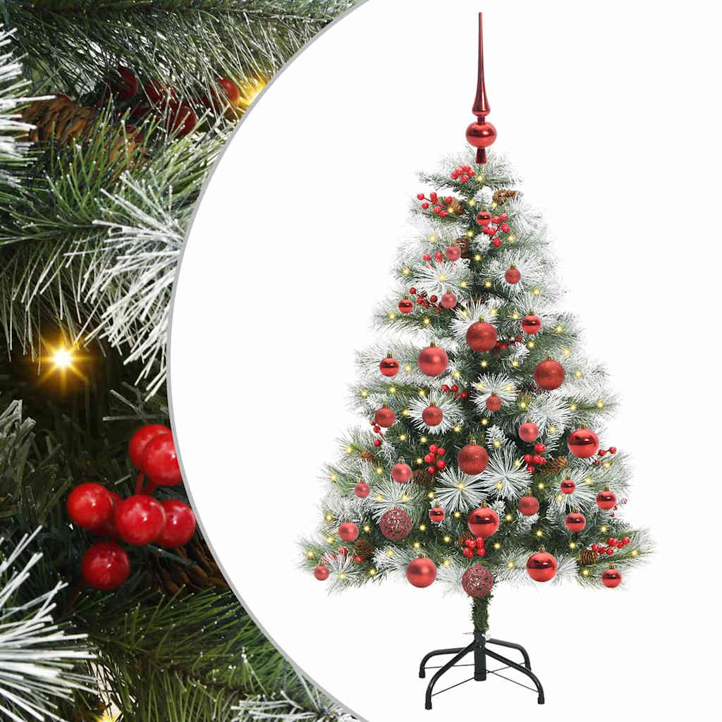 Kunstig juletre Grønn og hvit 120 cm PVC og Metall og Plast