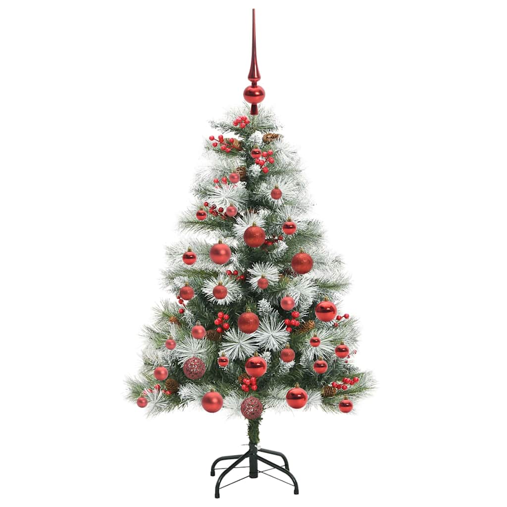 Kunstig juletre Grønn og hvit 120 cm PVC og Metall og Plast