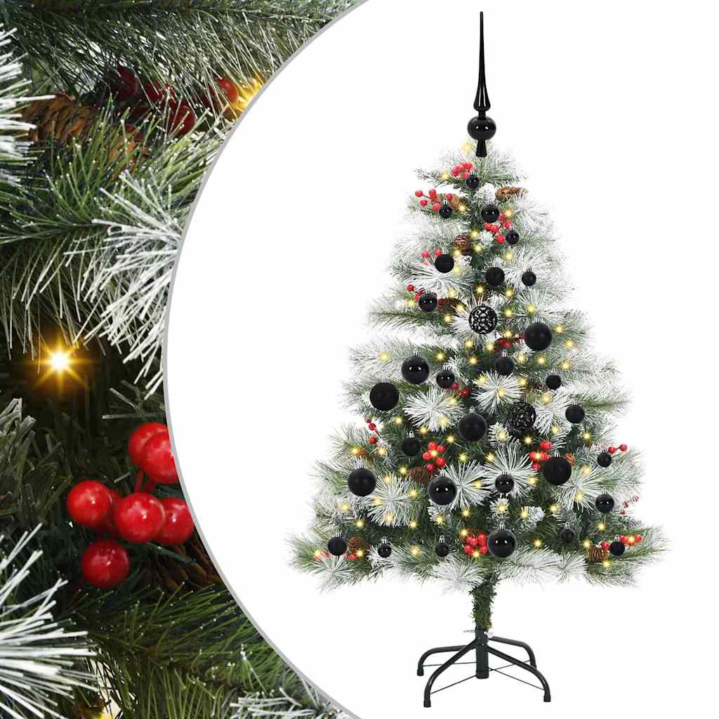 Kunstig juletre Grønn og hvit 120 cm PVC og Metall og Plast