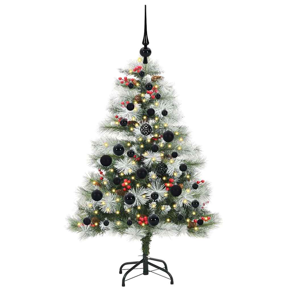 Kunstig juletre Grønn og hvit 120 cm PVC og Metall og Plast