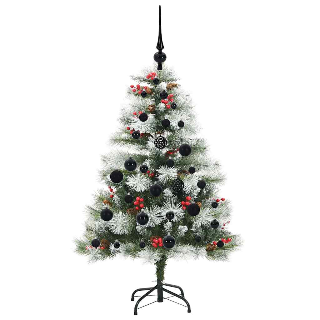 Kunstig juletre Grønn og hvit 120 cm PVC og Metall og Plast