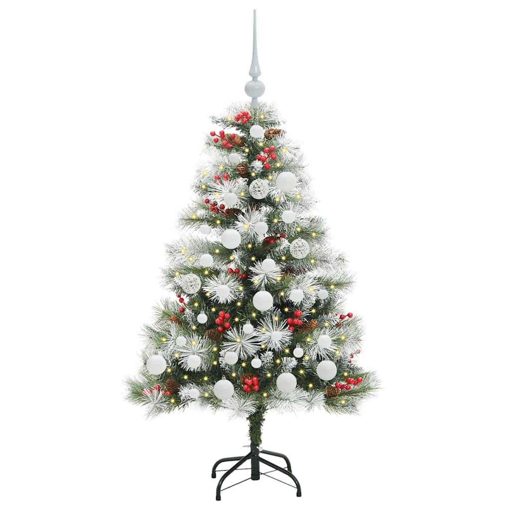 Kunstig juletre Grønn og hvit 120 cm PVC og Metall og Plast