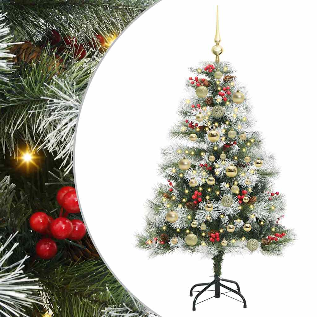 Kunstig juletre Grønn og hvit 120 cm PVC og Metall og Plast