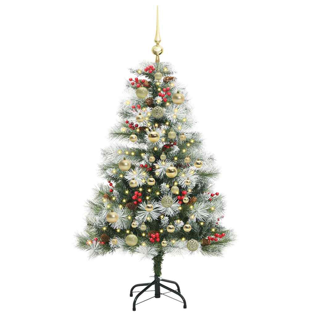 Kunstig juletre Grønn og hvit 120 cm PVC og Metall og Plast