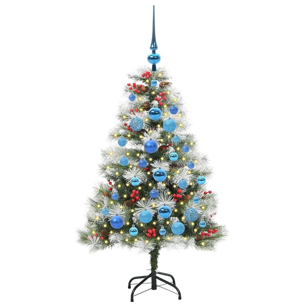 Kunstig juletre Grønn og hvit 120 cm PVC og Metall og Plast