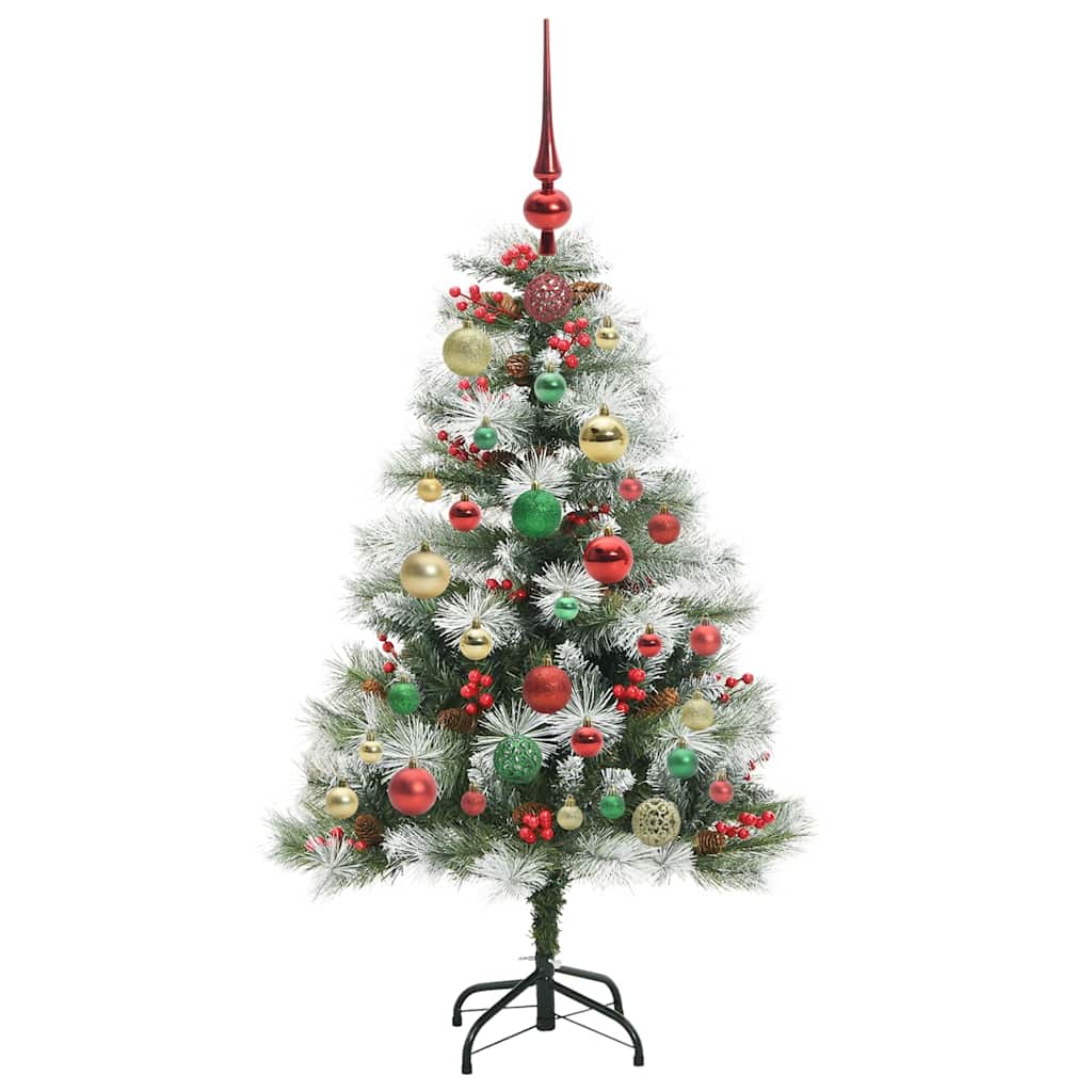 Kunstig juletre Grønn og hvit 120 cm PVC og Metall og Plast