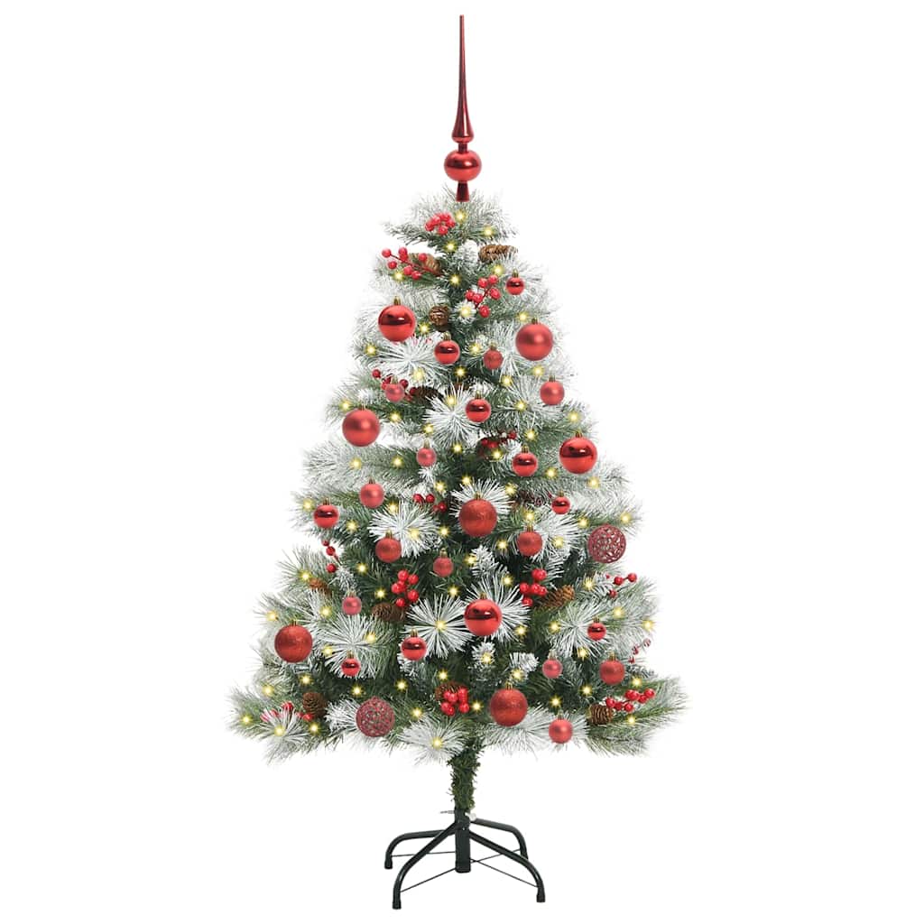 Kunstig juletre Grønn og hvit 150 cm PVC og Metall og Plast
