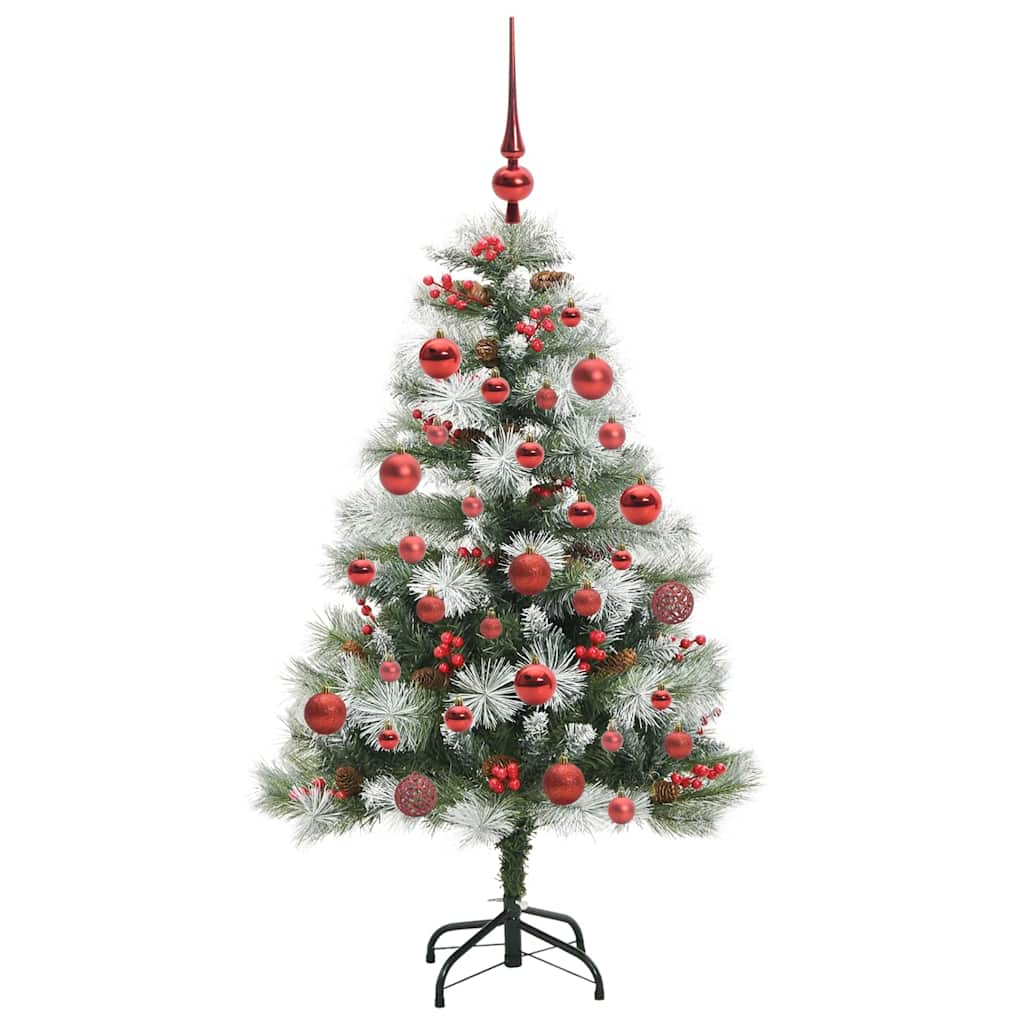 Kunstig juletre Grønn og hvit 150 cm PVC og Metall og Plast