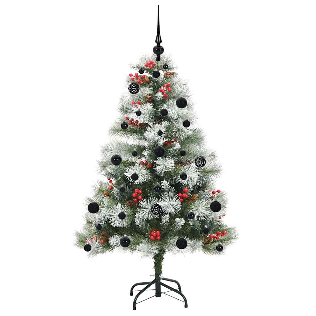 Kunstig juletre Grønn og hvit 150 cm PVC og Metall og Plast