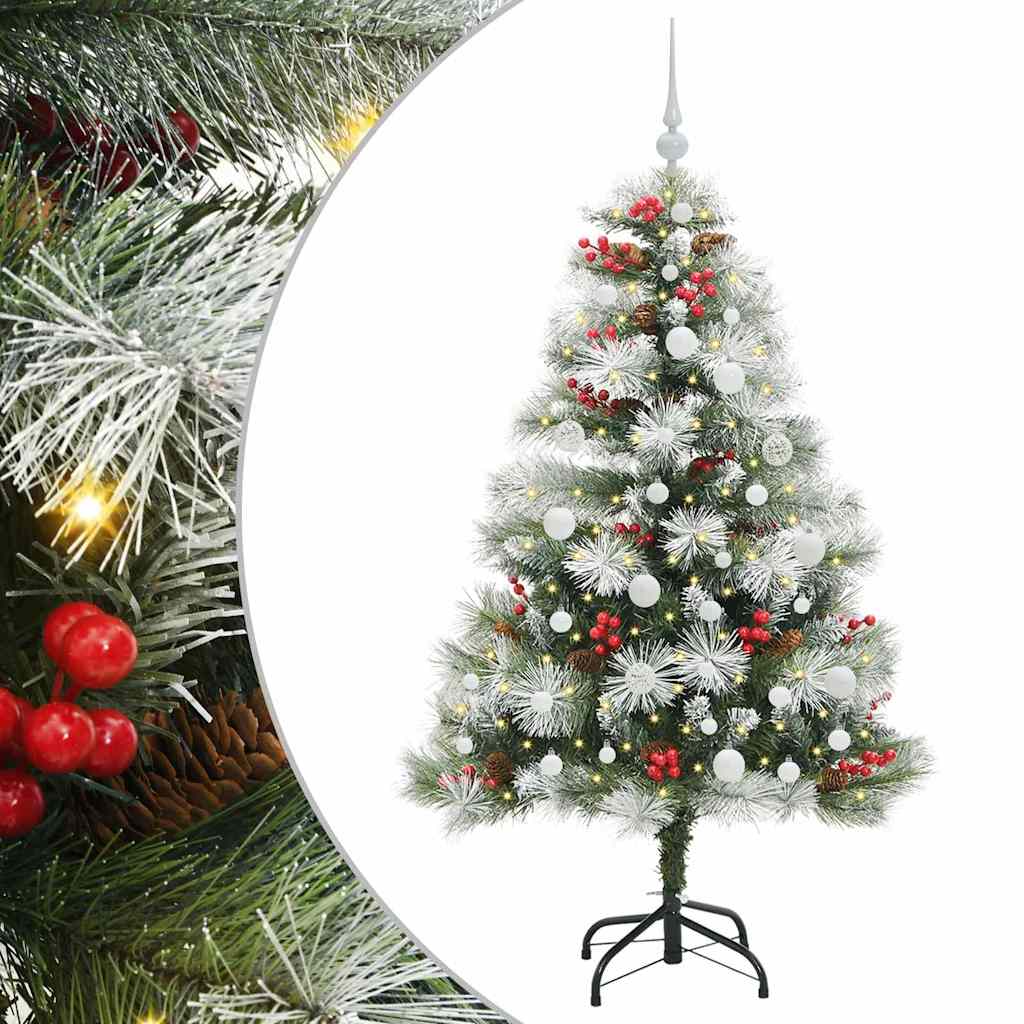 Kunstig juletre Grønn og hvit 150 cm PVC og Metall og Plast