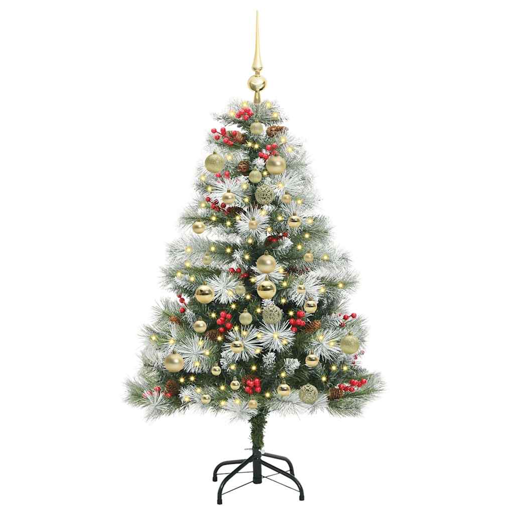 Kunstig juletre Grønn og hvit 150 cm PVC og Metall og Plast