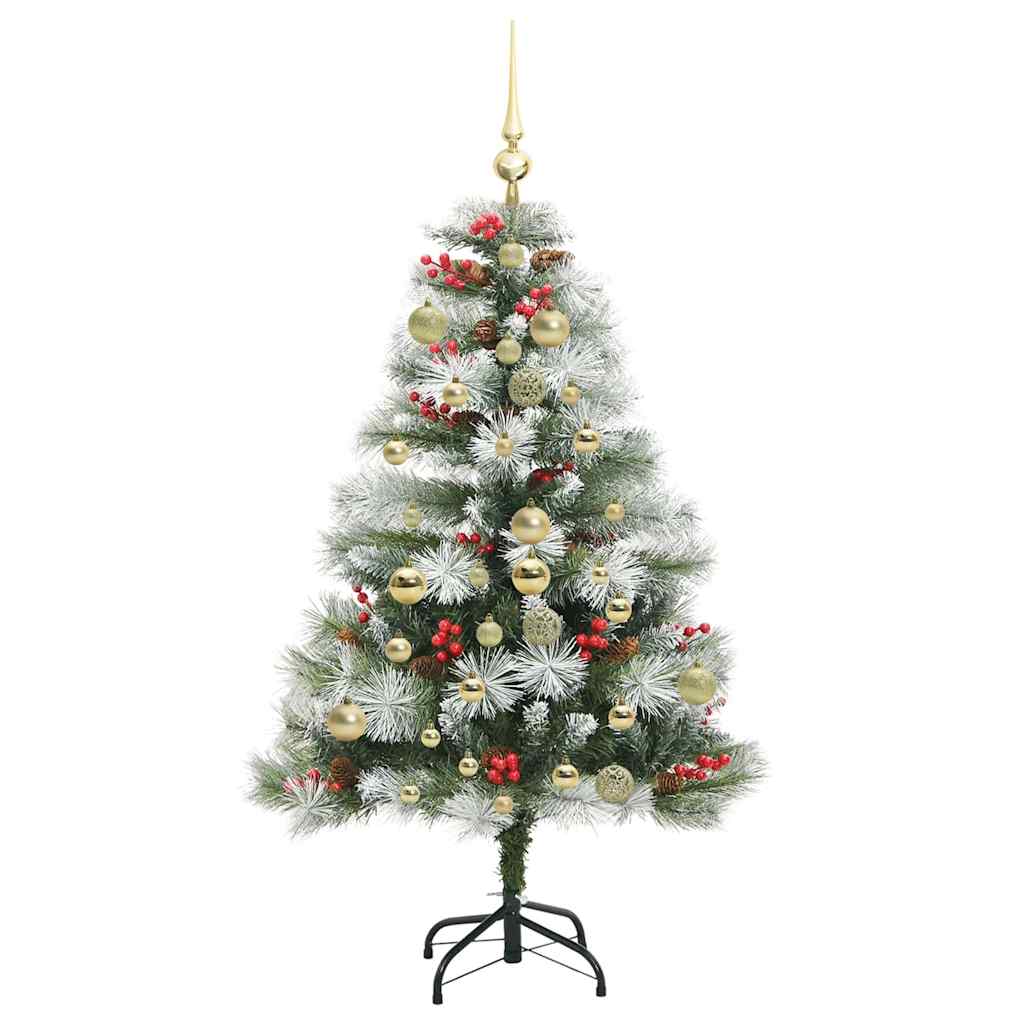 Kunstig juletre Grønn og hvit 150 cm PVC og Metall og Plast