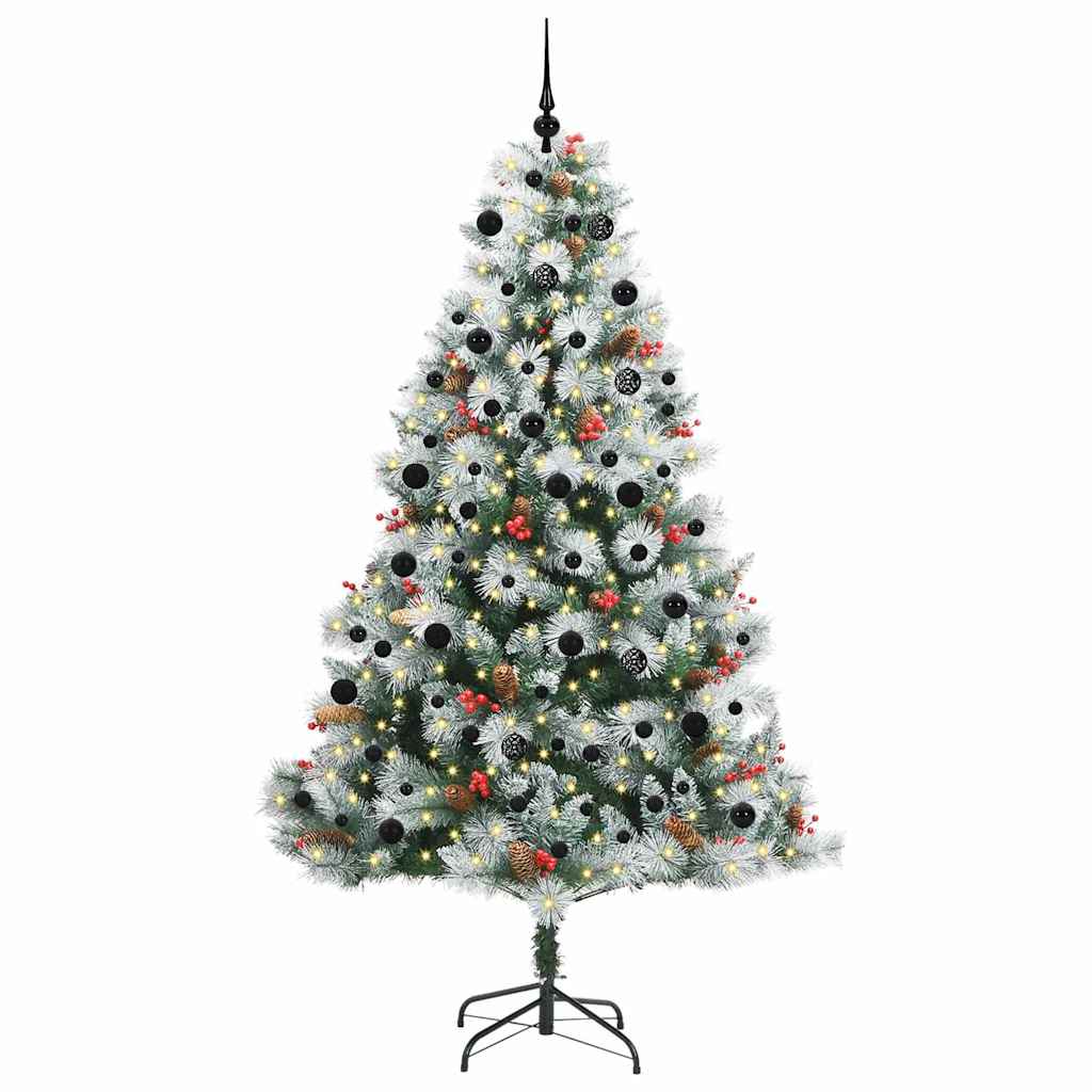 Kunstig juletre Grønn og hvit 240 cm PVC og Metall og Plast