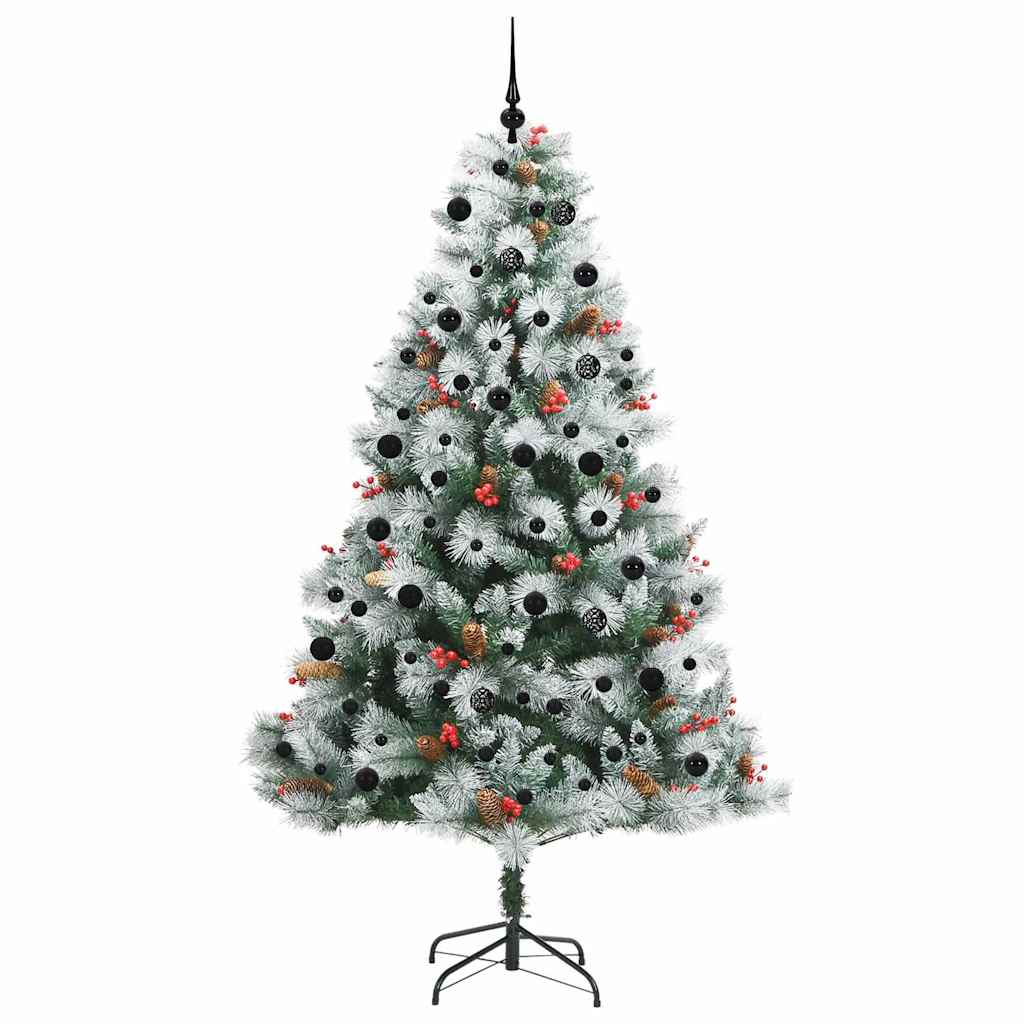 Kunstig juletre Grønn og hvit 240 cm PVC og Metall og Plast