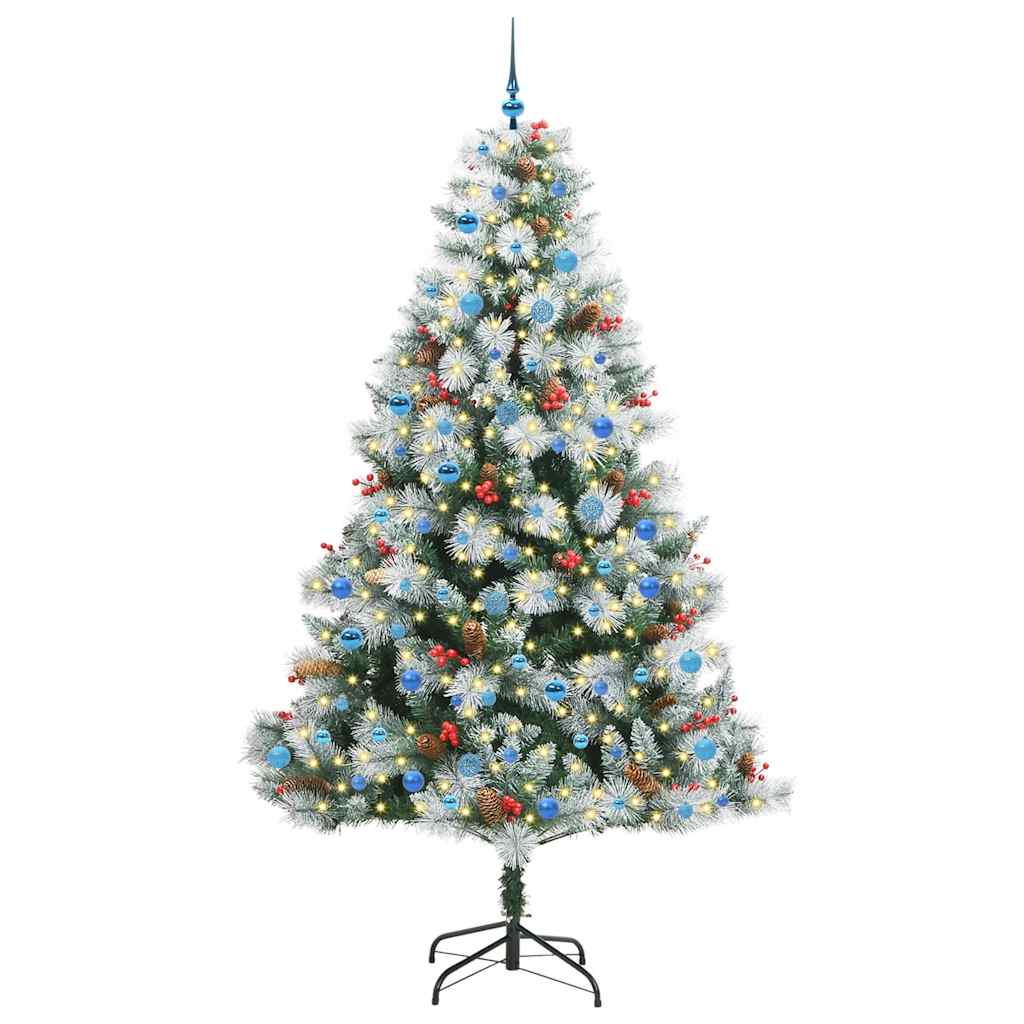 Kunstig juletre Grønn og hvit 240 cm PVC og Metall og Plast