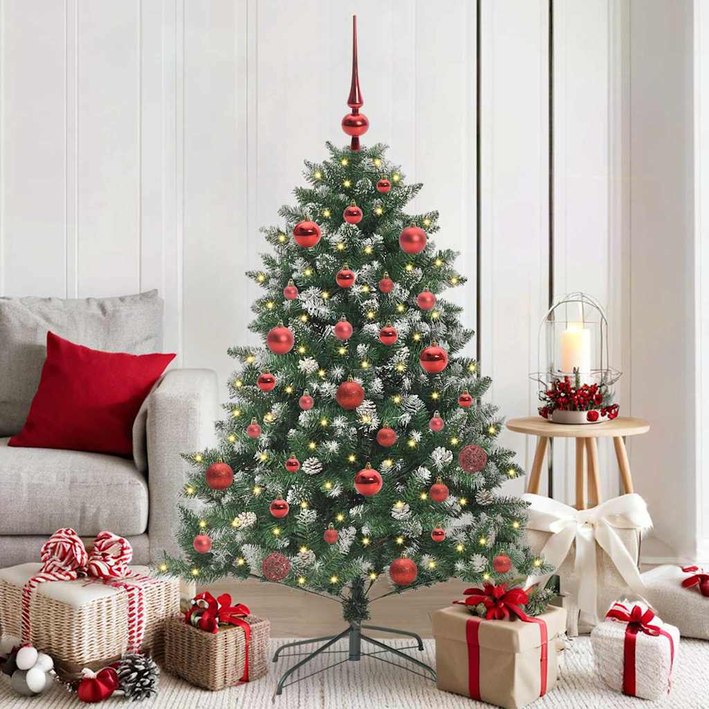 Kunstig juletre med 150 LED grønn 150 cm PVC og plast og stål vidaXL