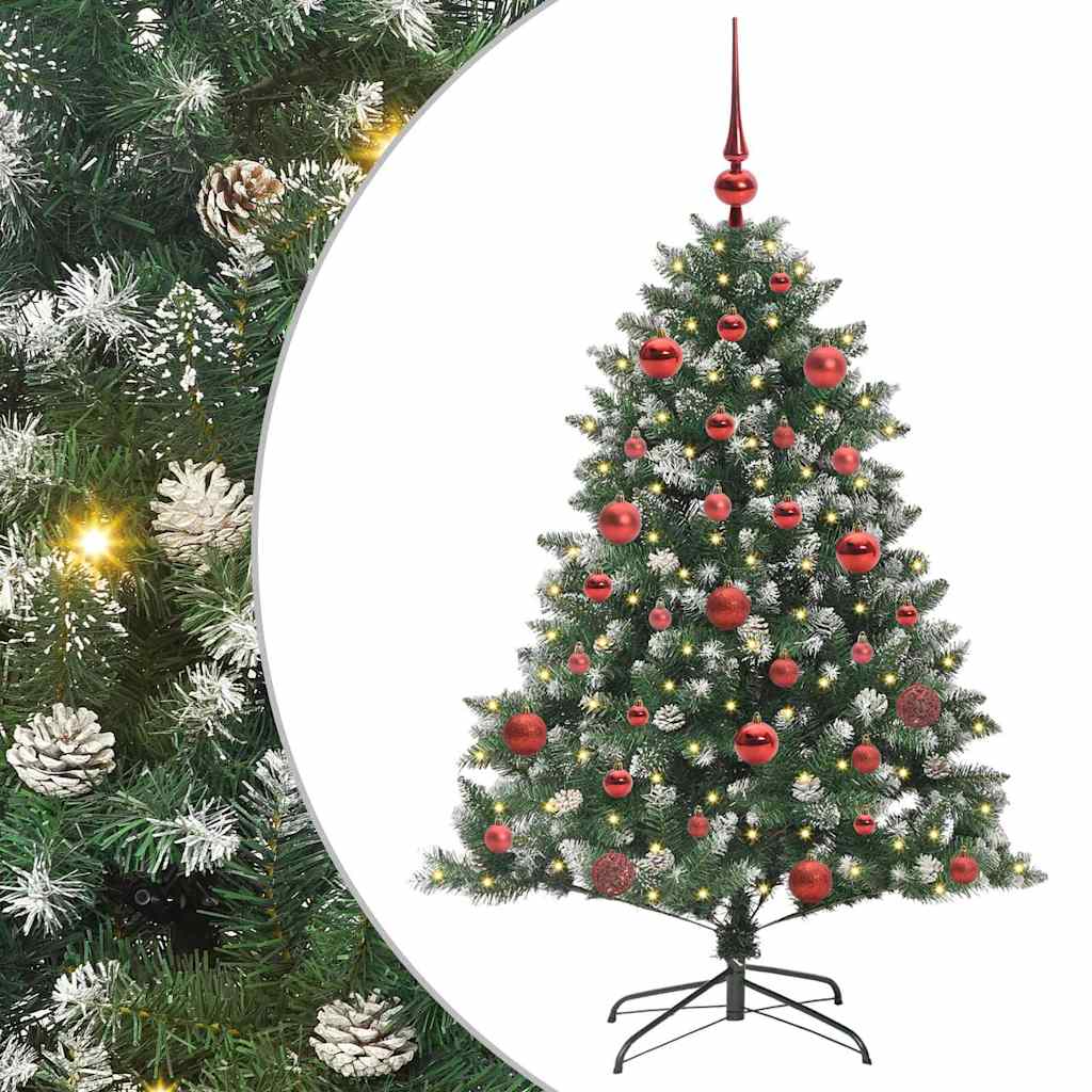 Kunstig juletre med 150 LED grønn 150 cm PVC og plast og stål vidaXL
