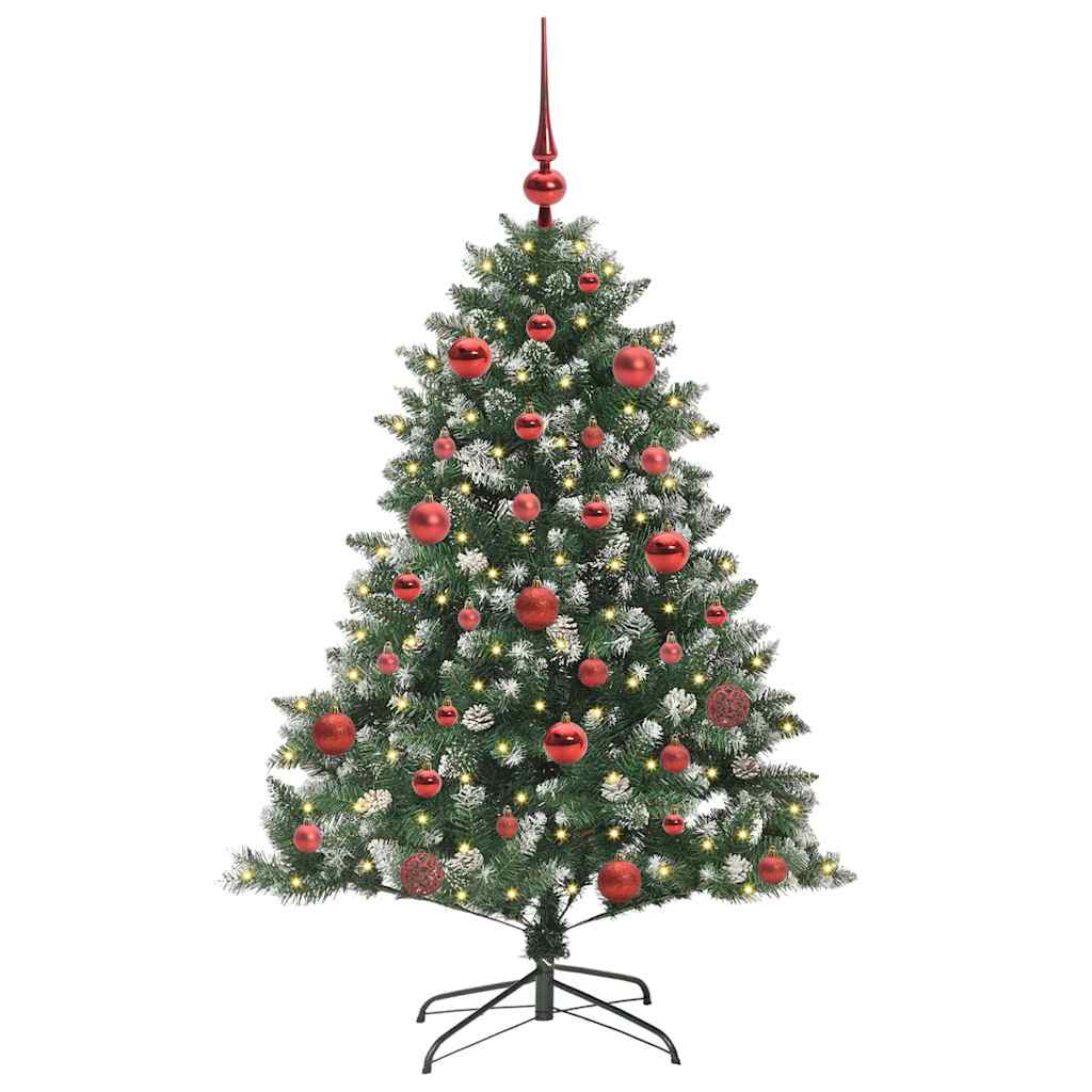 Kunstig juletre med 150 LED grønn 150 cm PVC og plast og stål vidaXL