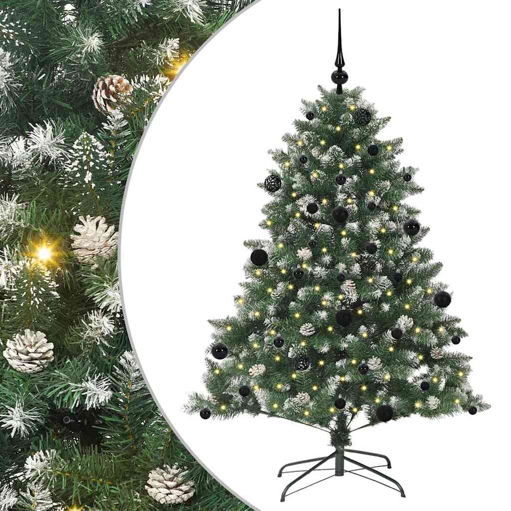 Kunstig juletre med 150 LED grønn 150 cm PVC og plast og stål vidaXL