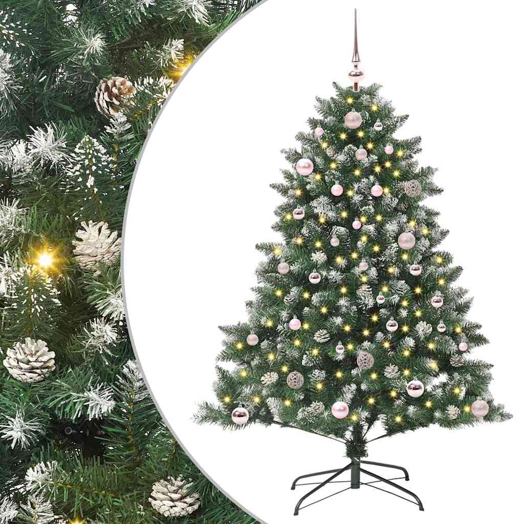 Kunstig juletre med 150 LED grønn 150 cm PVC og plast og stål vidaXL