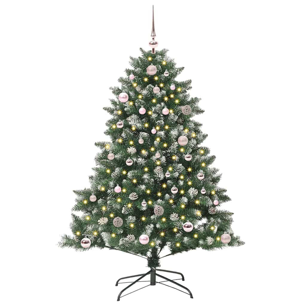 Kunstig juletre med 150 LED grønn 150 cm PVC og plast og stål vidaXL