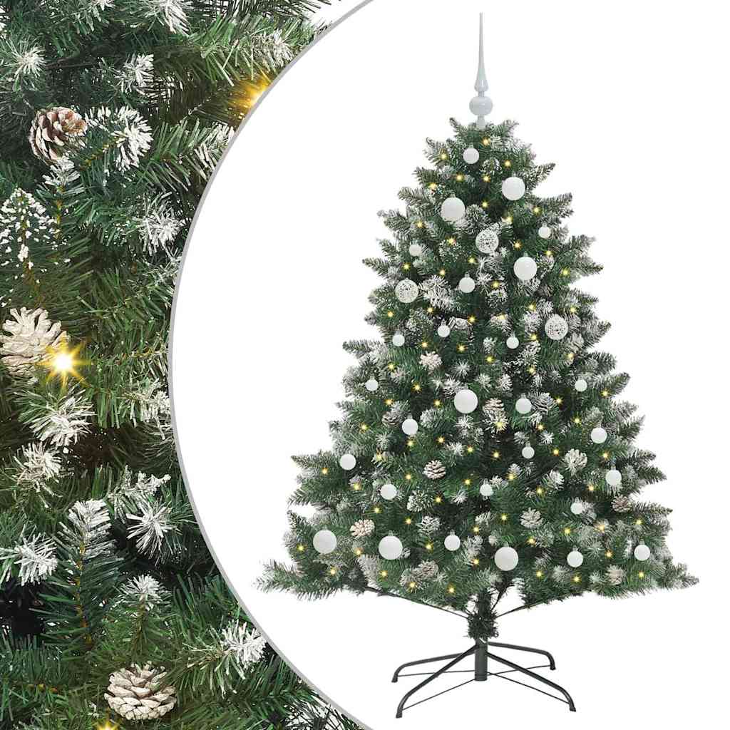 Kunstig juletre med 150 LED grønn 150 cm PVC og plast og stål vidaXL