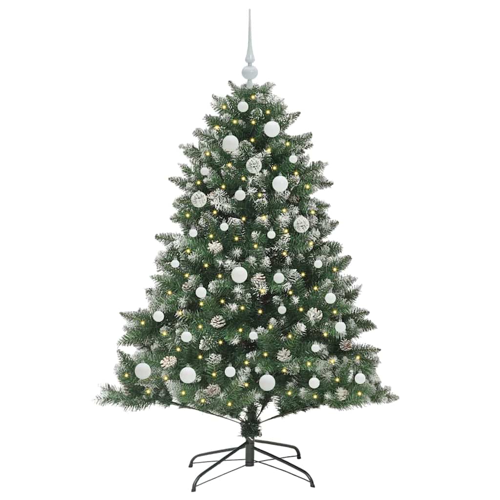 Kunstig juletre med 150 LED grønn 150 cm PVC og plast og stål vidaXL