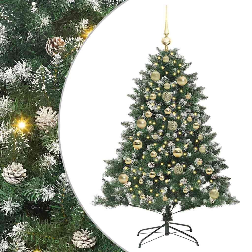 Kunstig juletre med 150 LED grønn 150 cm PVC og plast og stål vidaXL