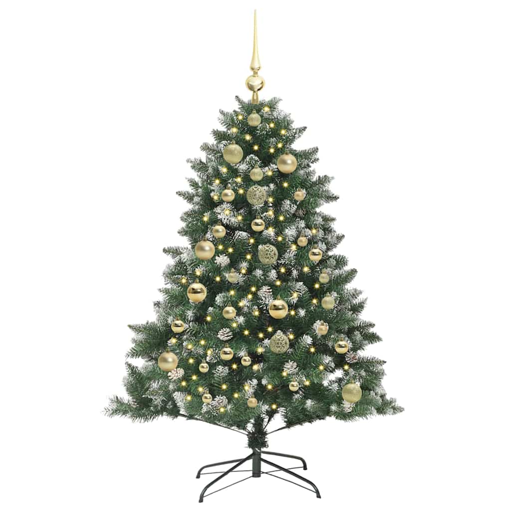 Kunstig juletre med 150 LED grønn 150 cm PVC og plast og stål vidaXL