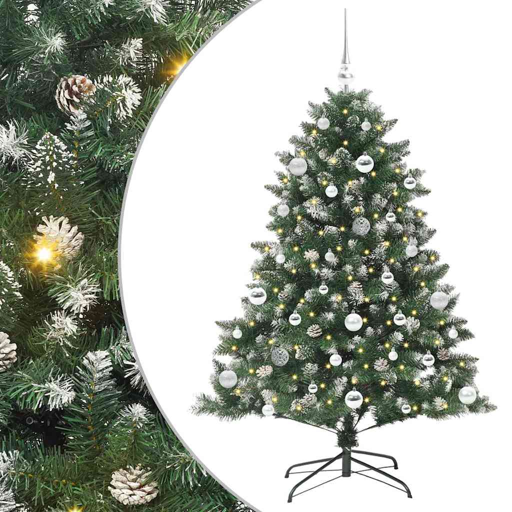 Kunstig juletre med 150 LED grønn 150 cm PVC og plast og stål vidaXL