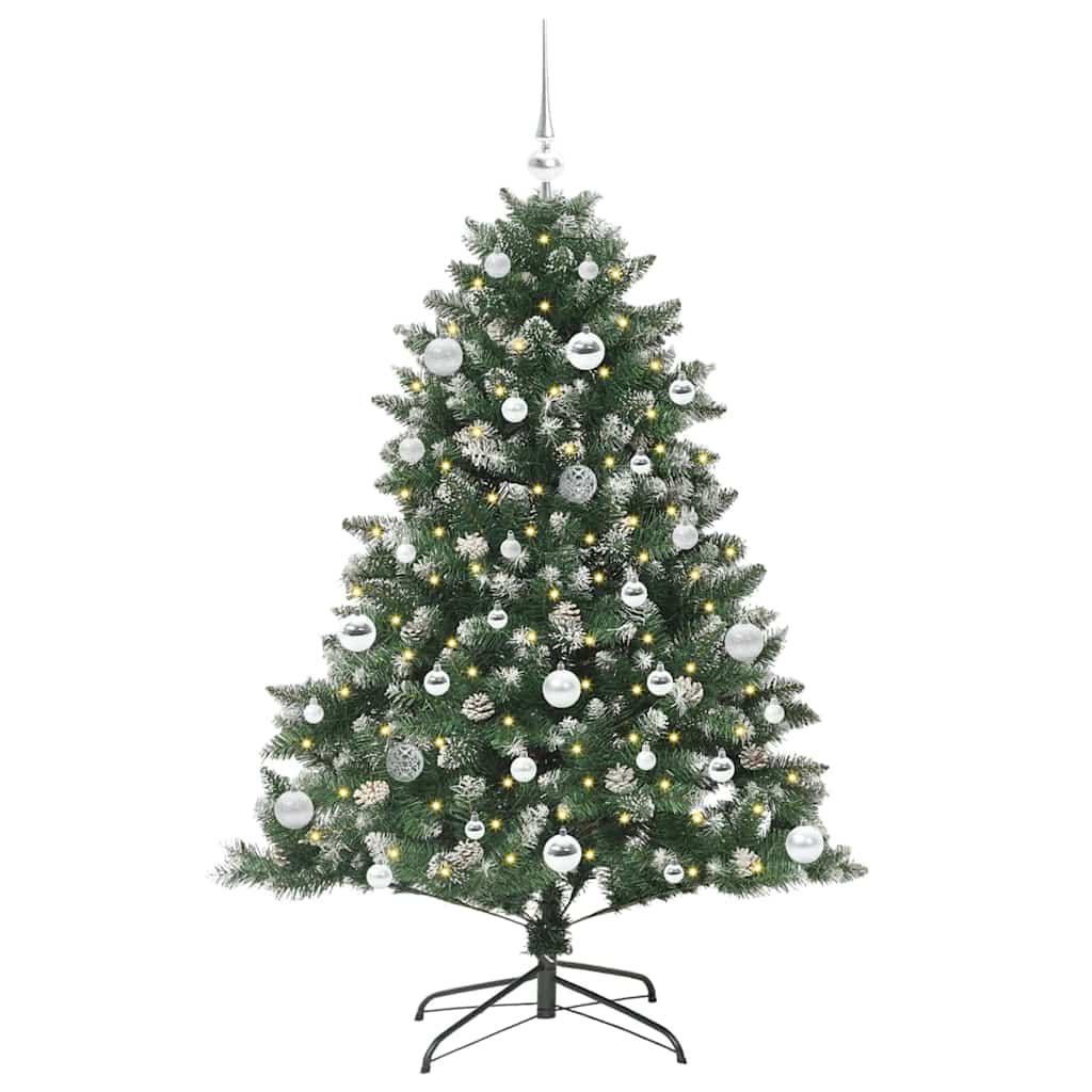Kunstig juletre med 150 LED grønn 150 cm PVC og plast og stål vidaXL