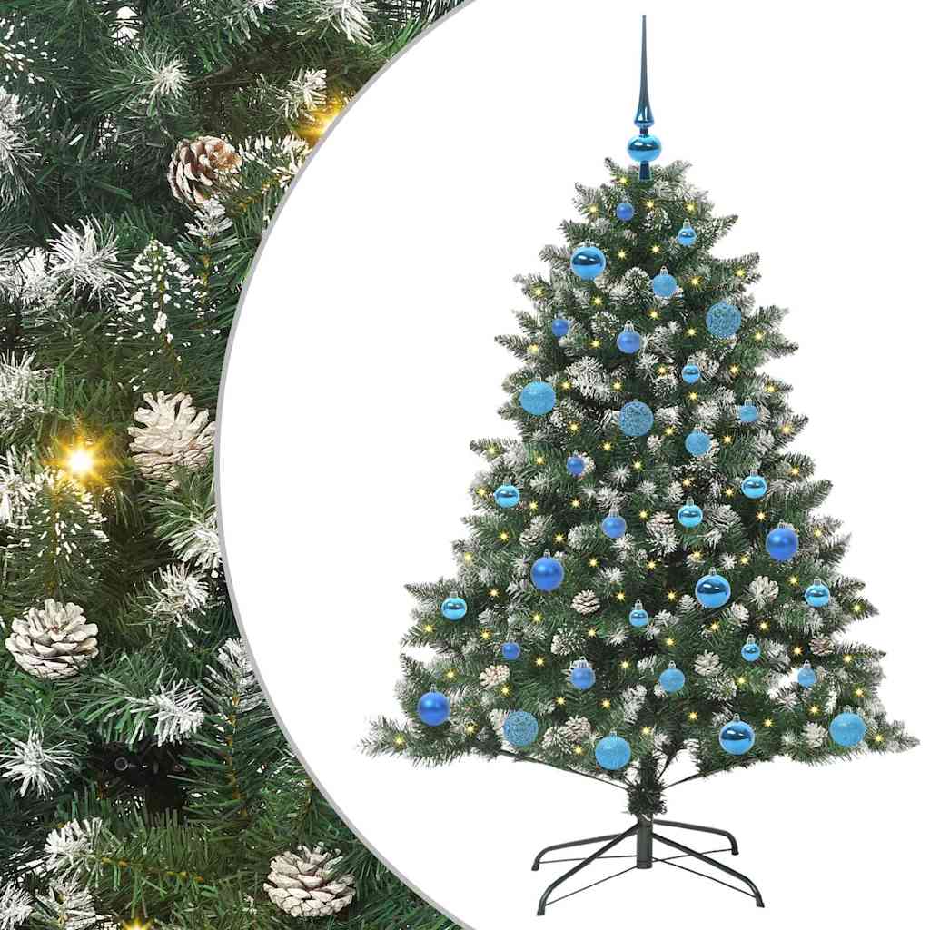 Kunstig juletre med 150 LED grønn 150 cm PVC og plast og stål vidaXL
