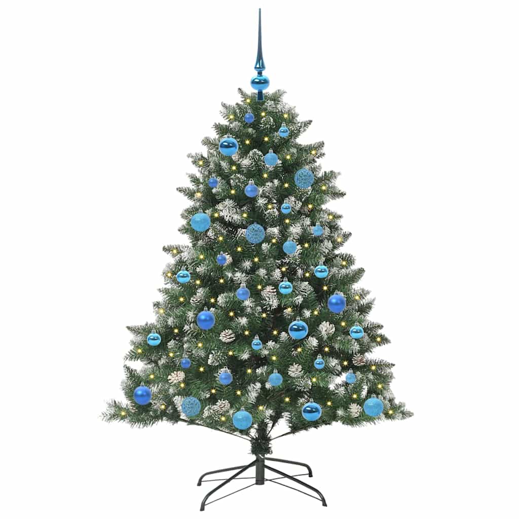 Kunstig juletre med 150 LED grønn 150 cm PVC og plast og stål vidaXL