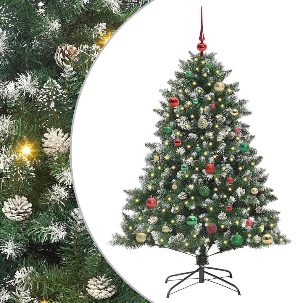 Kunstig juletre med 150 LED grønn 150 cm PVC og plast og stål vidaXL