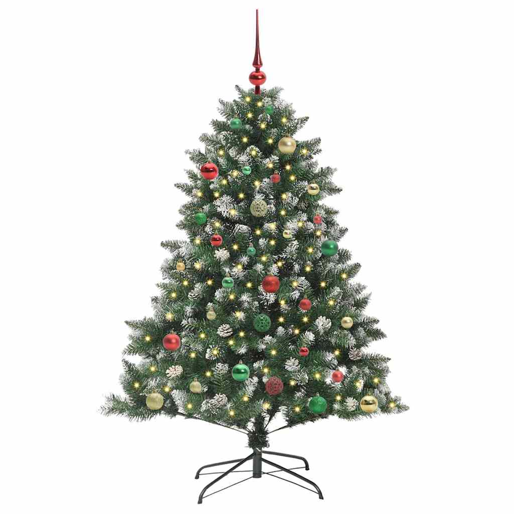 Kunstig juletre med 150 LED grønn 150 cm PVC og plast og stål vidaXL
